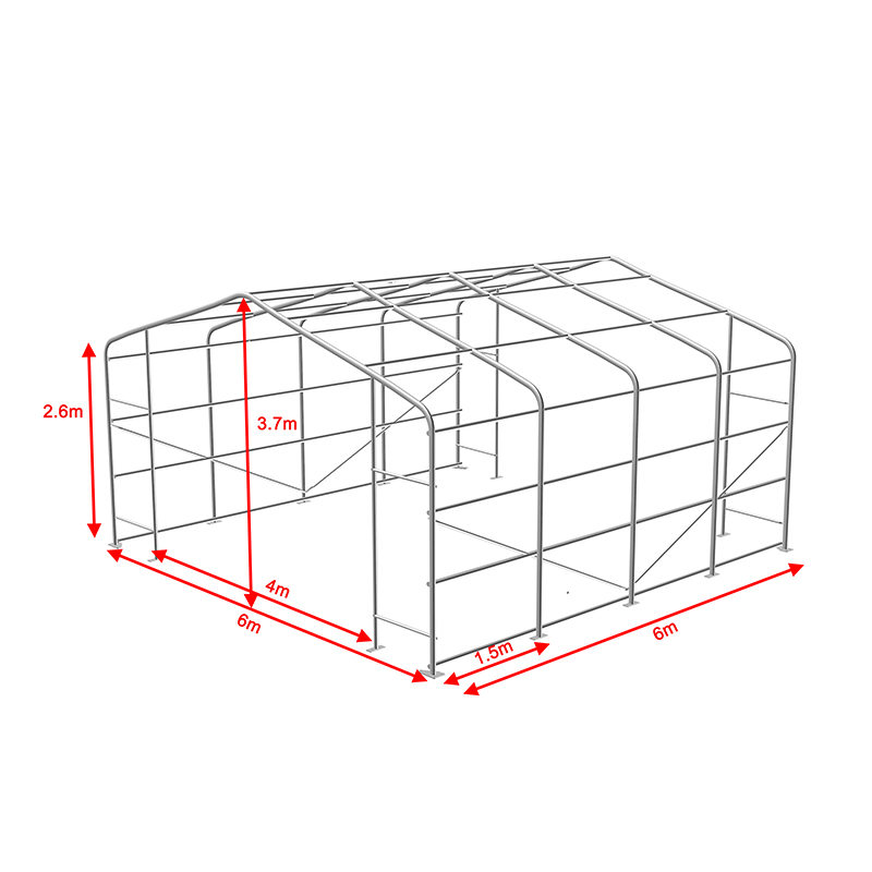 6X6 2.6m 측면 높이 완전히 아연 도금 강철 프레임 임시 창고 텐트 홀