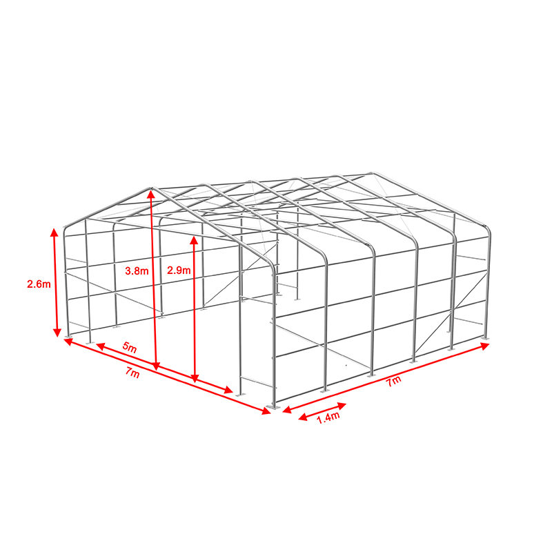 7x7 2.6m 측면 높이 산업 및 상업 창고 그늘 텐트 휴대용 텐트 홀