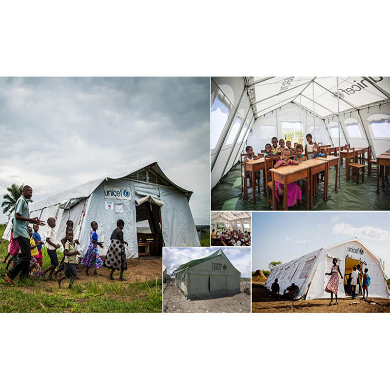 좋은 환기 시스템을 갖춘 유니세프 표준 24m² 다목적 텐트 허브 텐트