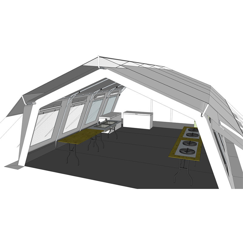 유니세프 표준 42m² 다목적 허브 텐트(통합/탈착식 갓 커버 포함)