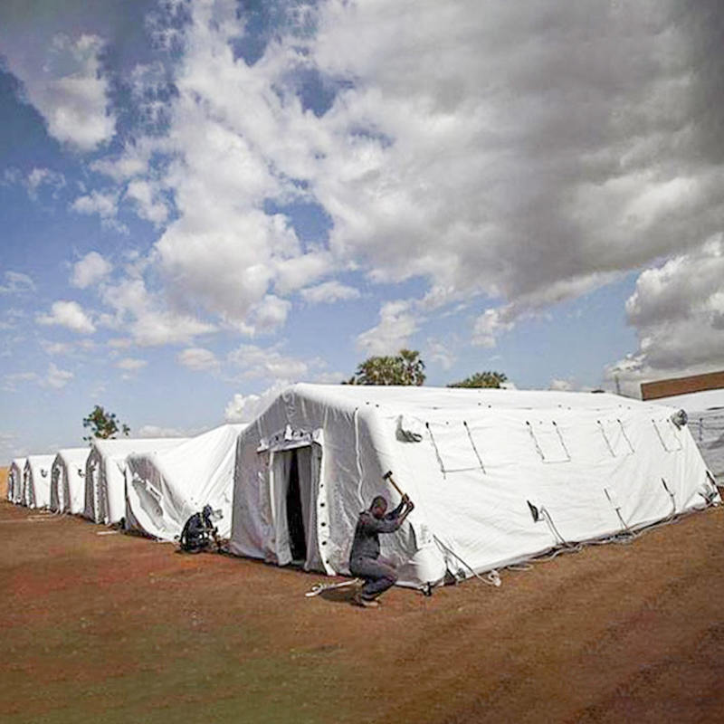 5.6x9.95m 다목적 중형 신속 배치 대피소 저압 팽창식 텐트